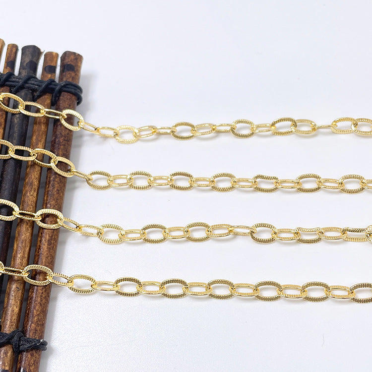 2 Meters Carving Oval Link Cable Chain 14K GF