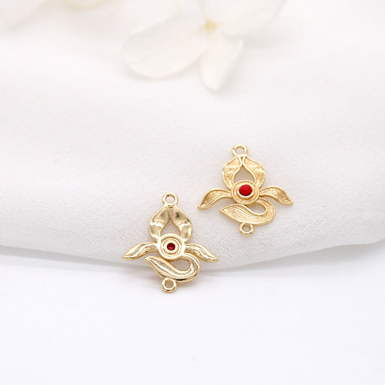 10 connecteur de charme floral à double boucle turquoise embelli 14K GF