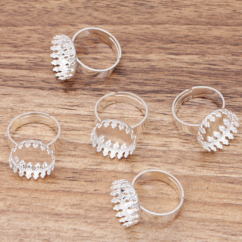 200 Crown Edge Bezel Cup Openable Circle Ring 18KGP 15mm Round Cabochon Blank Base Gemstone Setting