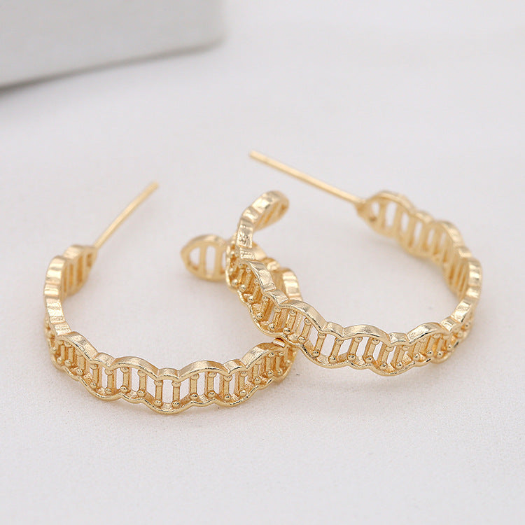Boucles d'oreilles à tige en chaîne torsadée à 4 cercles ronds 14K GF
