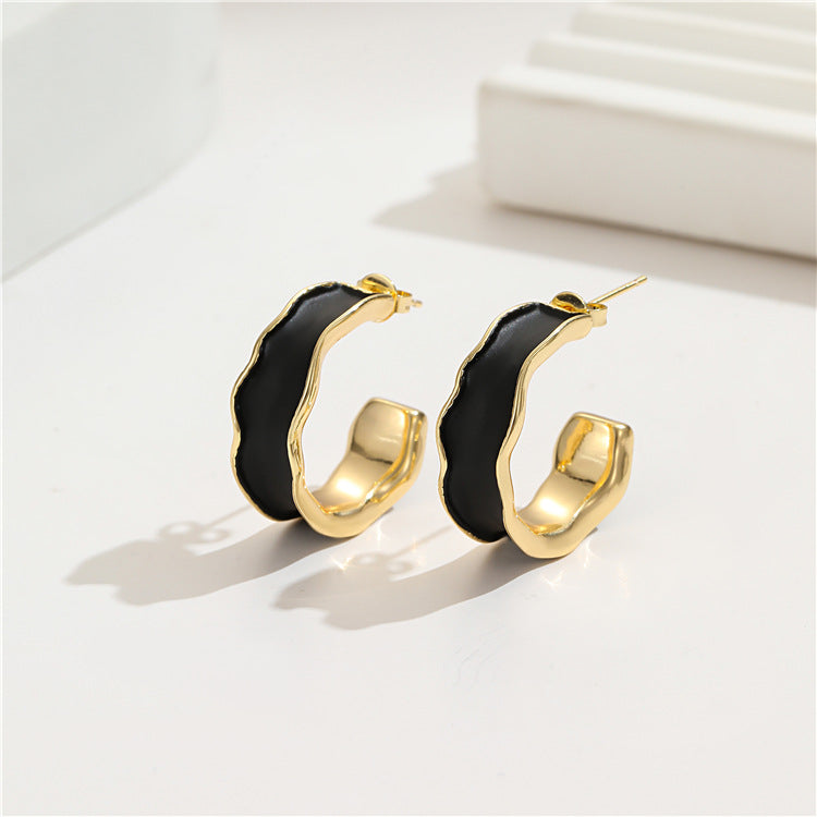 4 boucles d'oreilles demi-cercle en émail époxy 14K GF