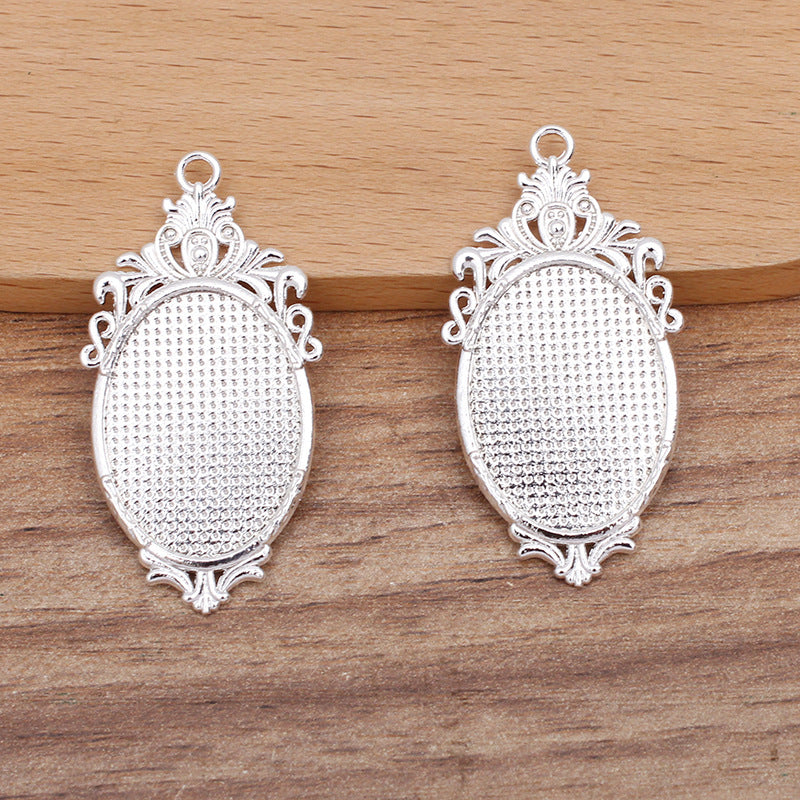 50 Oval Charm Pendant 18KGP 18x25mm Cabochon Blank Base Gemstone Piece Setting