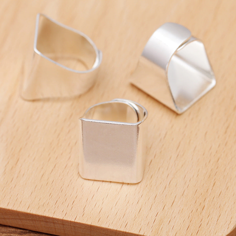 20 bagues circulaires ouvrantes à coussin plat 18KGP 20x20mm, cabochon carré, Base vierge, sertissage de pierres précieuses