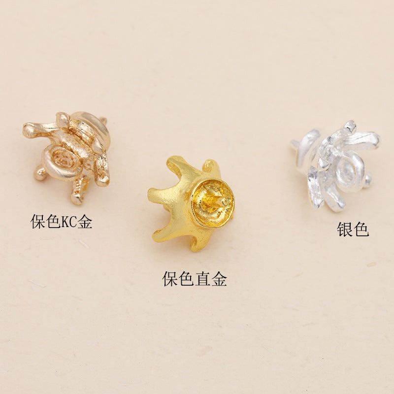 200 filigrane Kronkorkenbecher mit Schlaufen-Charm-Anhänger, halbgebohrte Perle, Bügel oben, 18 kg