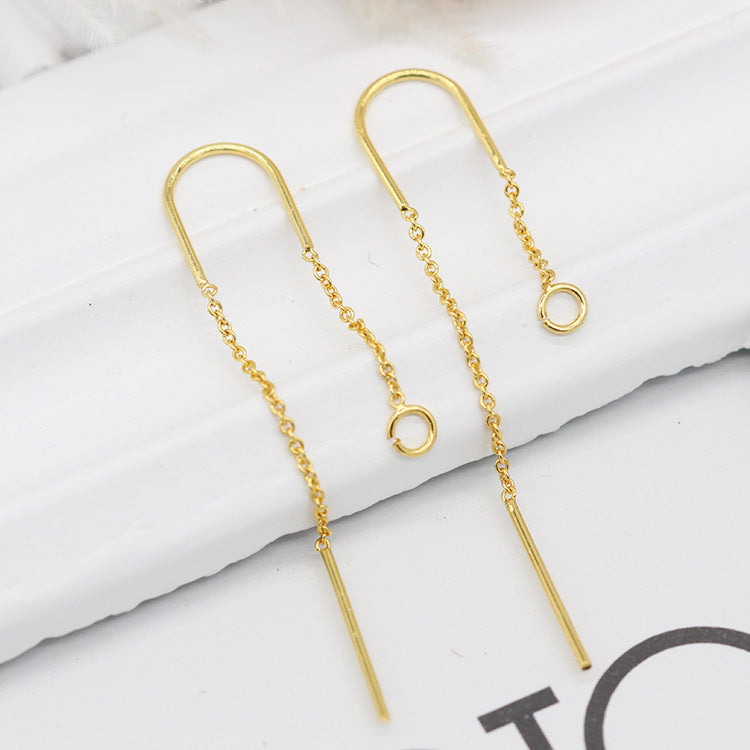 Boucles d'oreilles enfileur de chaîne de câble à maillons ovales en cercle de 10 U, boucles d'oreilles 14K GF