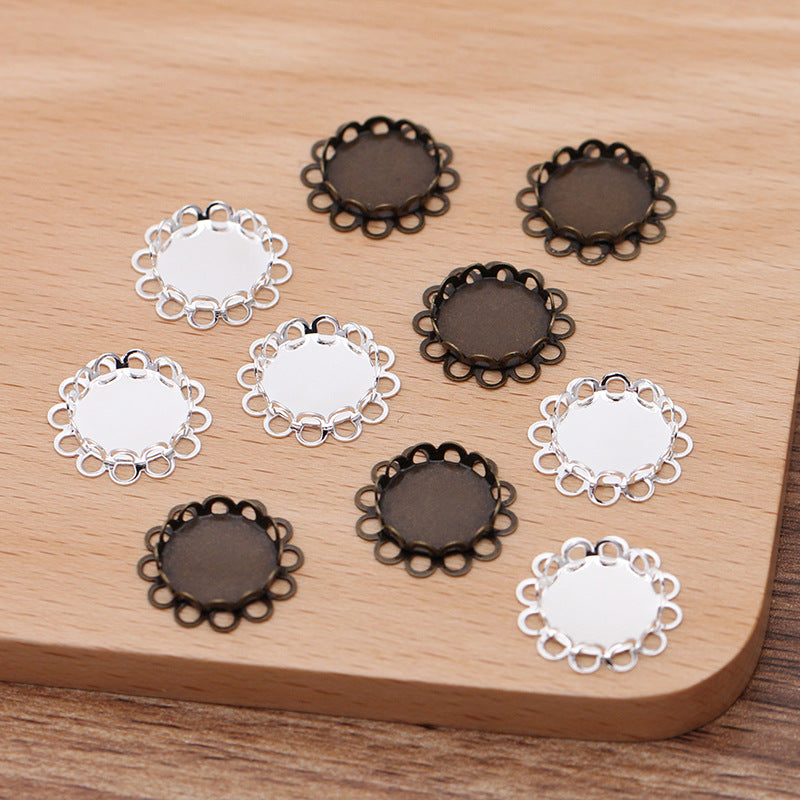 30 Scallop Edge Bezel Cup Charm Flat Back Settings 18KGP 14mm 16mm 18mm 20mm 25mm 30mm Round Cabochon Rhinestone Zircon Gemstone Blank Base