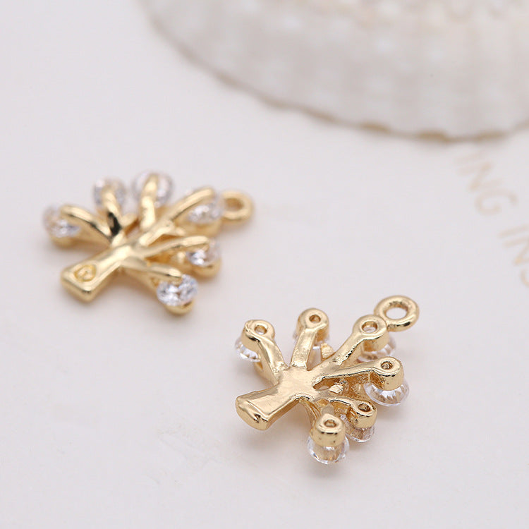 2 pendentif à breloque arbre creux orné de strass 14K GF