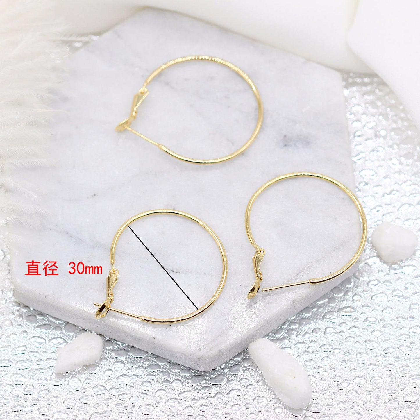 4 boucles d'oreilles grand cercle uni 14K GF Earing
