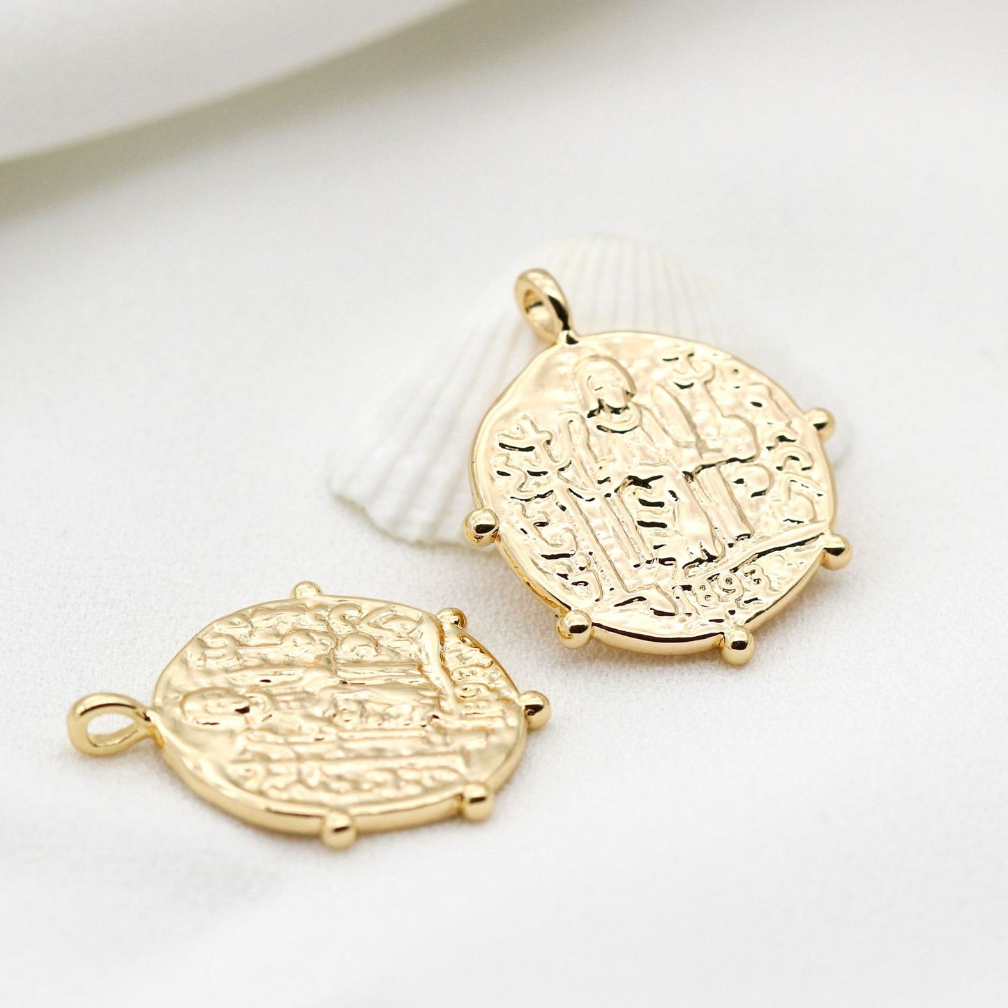 Pendentif à breloque pièce de monnaie 20 portraits 14K GF