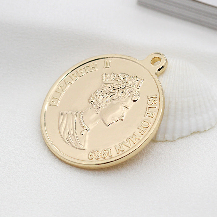 5 Queen Coin Charm Pendant 14K GF