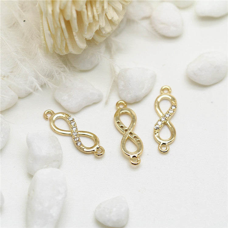 10 connecteurs de charme infini à double boucle ornés de strass 14K GF
