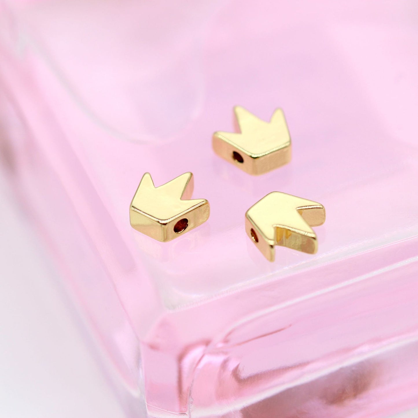 10 minuscules perles de couronne brillantes 14K GF Charm Beadwork Spacer