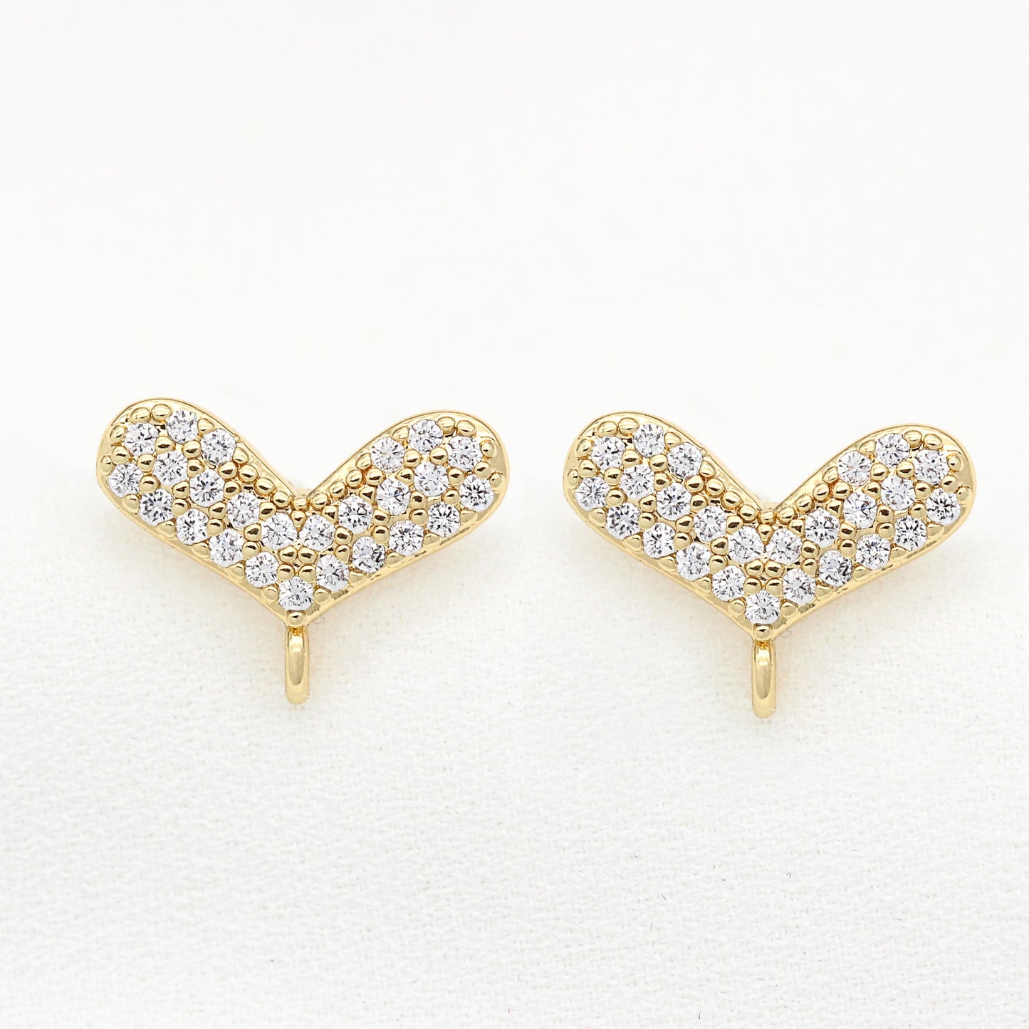 20 boucles d'oreilles coeur avec boucle strass embelli 14K GF boucle d'oreille fil d'oreille