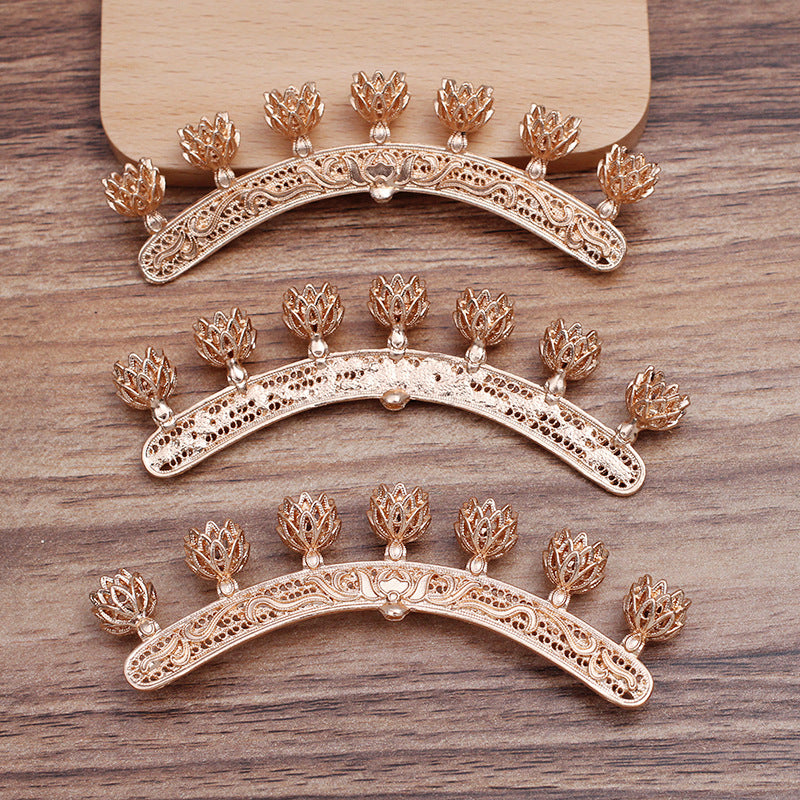 10 Bent Multi Floral Charm Pendant 18KGP 6mm Round Bead Blank Gemstone Beads Setting