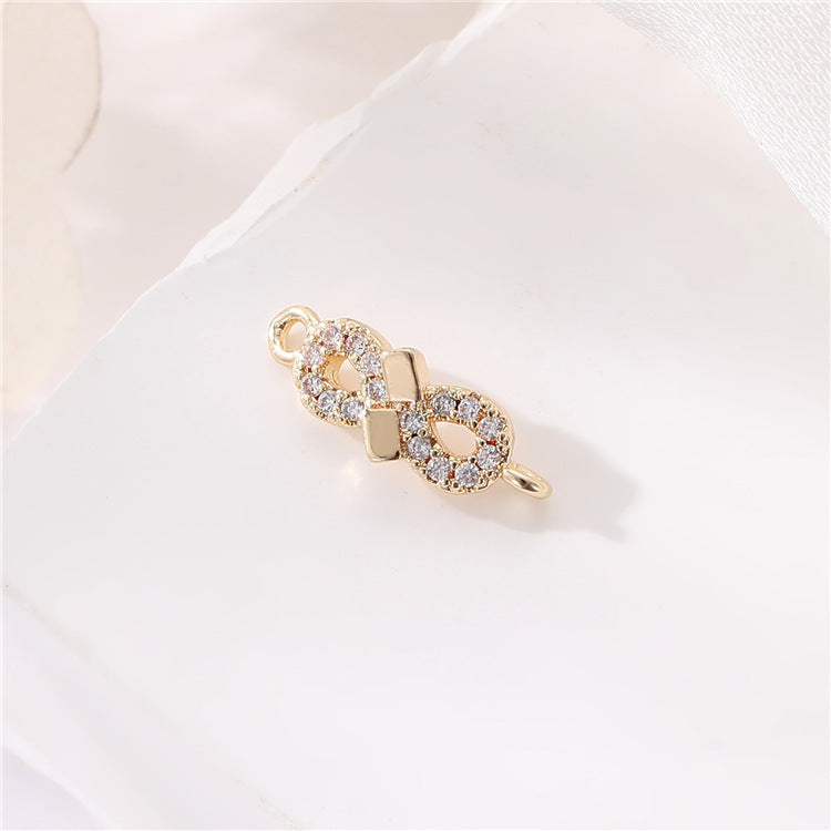 2 Double boucle Soleil Saturne Infini Floral Étoile Charme Connecteur Strass Embelli 14K GF