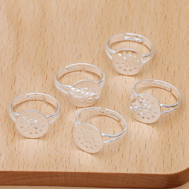 200 Multi Holed Flat Pad Openable Circle Ring 18KGP 12mm Round Cabochon Blank Base Gemstone Setting