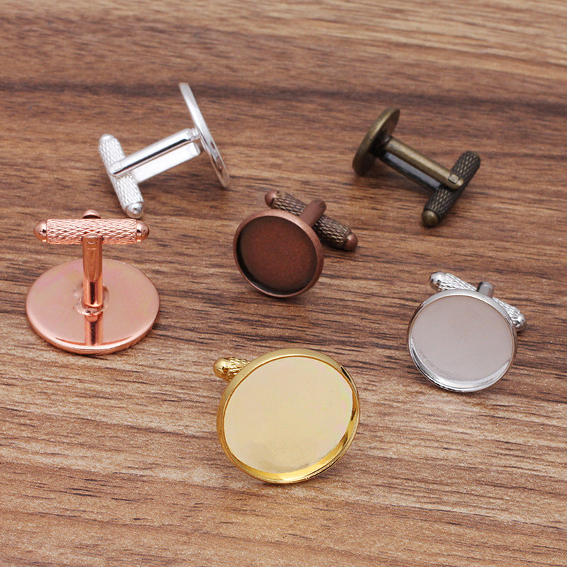 20 boutons de manchette sculptés antidérapants, 18KGP, 12mm, 14mm, 16mm, 18mm, 20mm, cabochon rond, Base vierge, réglage des pierres précieuses