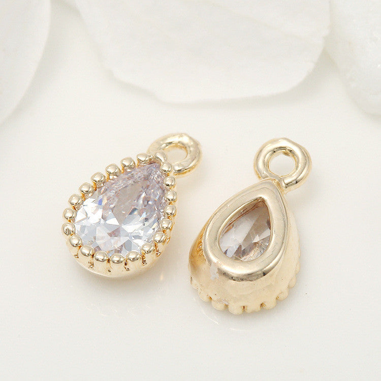 10 pendentif à breloque goutte d'eau strass embelli 14K GF