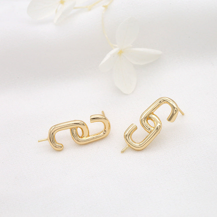 4 boucles d'oreilles à tige Double C 14K GF, perle semi-percée, vierge