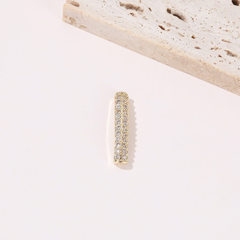 2 perles de charme de tuyau courbé ornées de strass 14K GF entretoise de perles