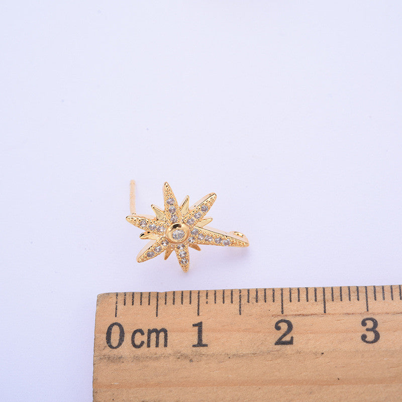 10 Stern-Ohrstecker mit Öse, 14 K GF-Strassverzierung