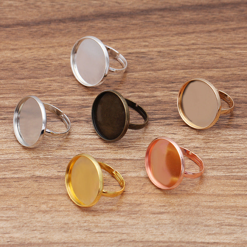 50 bague de cercle ouvrable de tasse de lunette unie 18KGP 10mm 12mm 14mm 16mm 18mm 20mm cabochon rond Base vierge réglage de pierres précieuses
