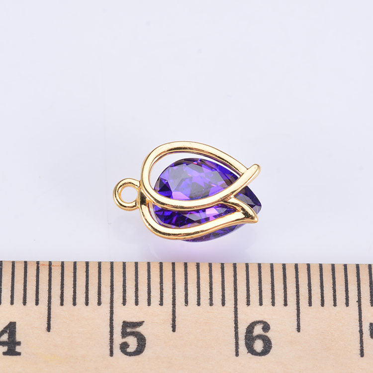 20 pendentif à breloque florale tulipe orné de strass 14K GF