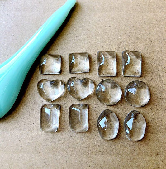 Bulk 100 Water Wave Dome Round Square Oval Heart Rectangle Bean Diamond Triangle Transparent Glass Cabochon Flat Back Magnify Inserts