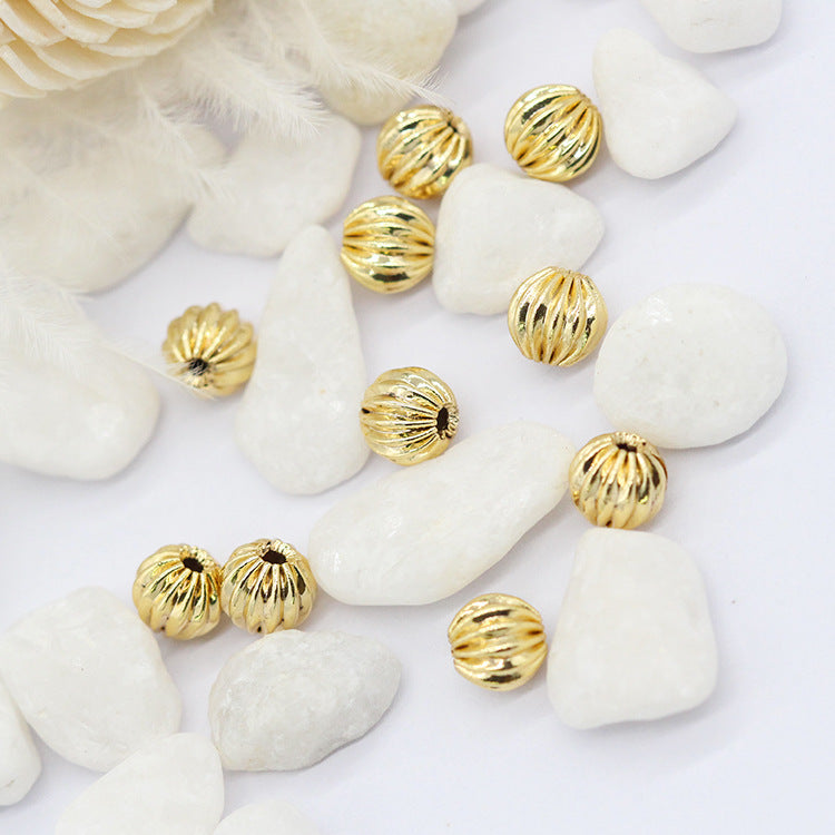 100 breloques rondes en perles de citrouille 14K GF entretoise de perles