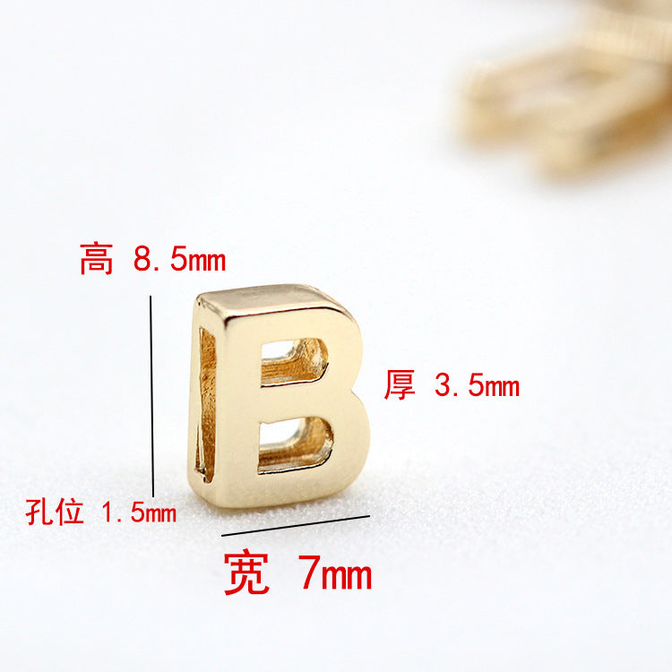 10 trous larges Alphabet plat perle ceinture charme 14K GF perles entretoise