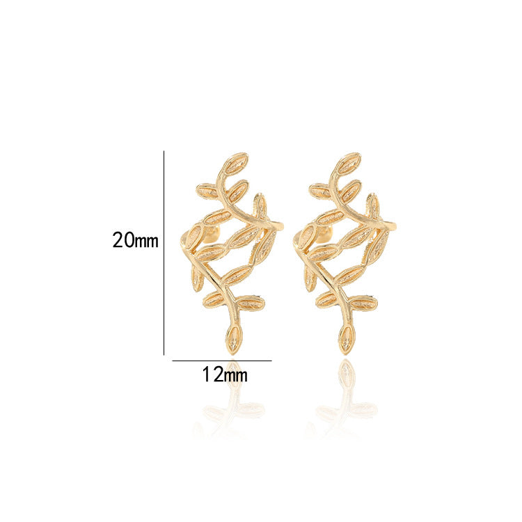 4 boucles d'oreilles à feuilles creuses, manchettes d'oreille, grimpeur sans perçage, boucle d'oreille 14K GF