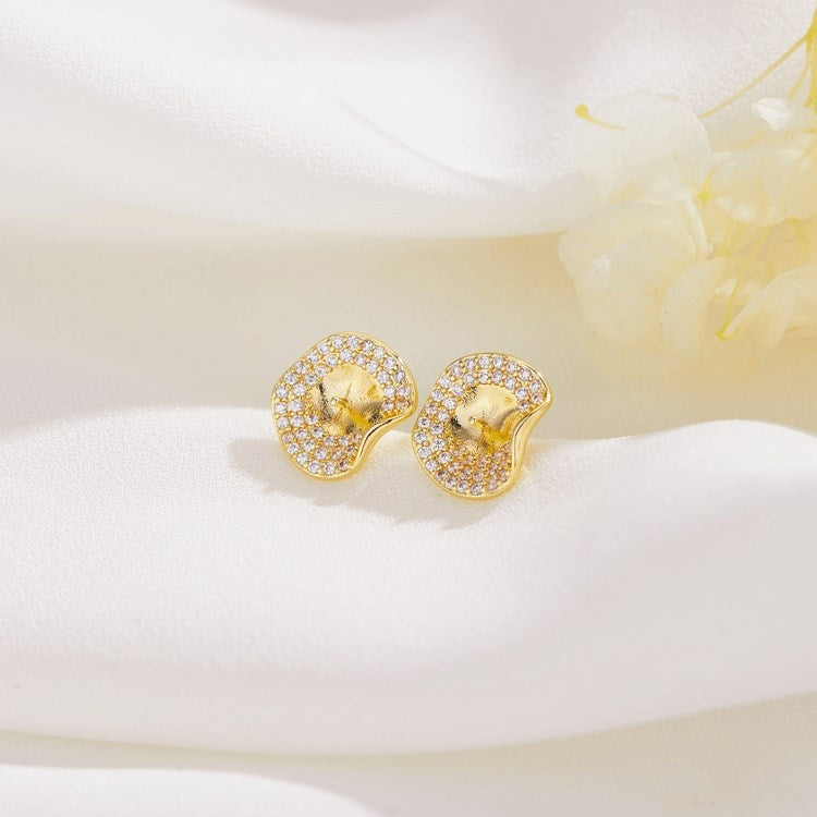 4 boucles d'oreilles rondes, carrées, papillon, ornées de strass, 14K GF, boucles d'oreilles à moitié percées, perles vierges