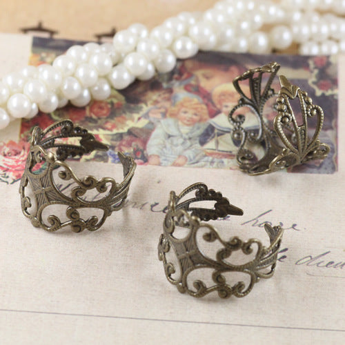 50 Bague Cercle Ouvert Floral Filigrane 18KGP 18mm