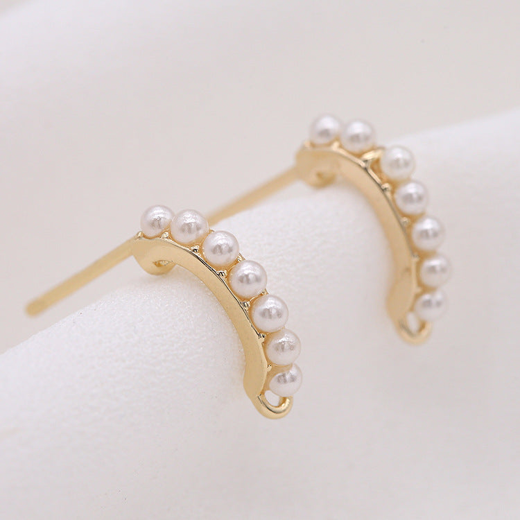 10 Halbkreis-Ohrstecker mit Öse, 14-Karat-GF-Perlenverzierung