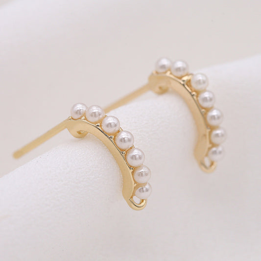 10 Halbkreis-Ohrstecker mit Öse, 14-Karat-GF-Perlenverzierung