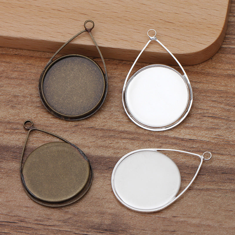 100 Round Cabochon Bezel Cup Waterdrop Star Charm Pendant 18KGP 20mm Flat Back Blank Base Gemstone Setting