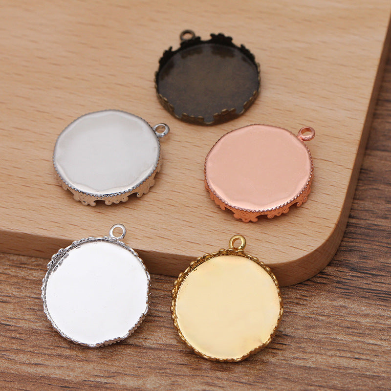 50 pendentif à breloque de tasse de lunette de bord de couronne 18KGP 12mm 15mm 20mm 25mm cabochon rond Base vierge réglage de pierres précieuses