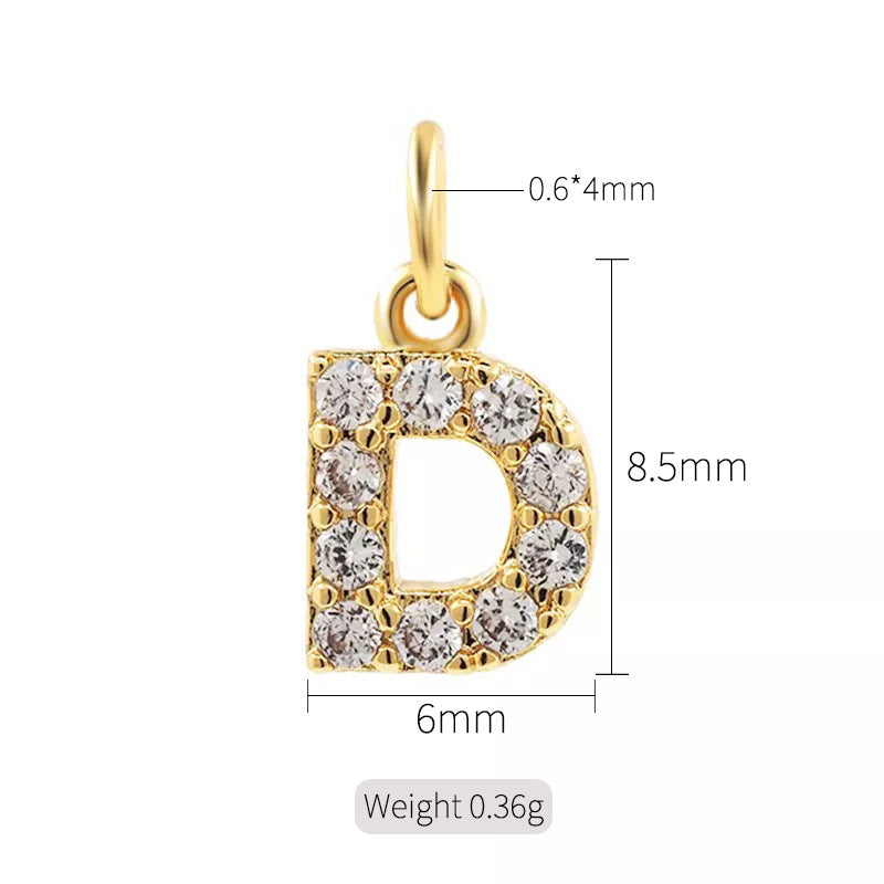 2 minuscules initiales Alphabet AZ Charm Pendentif Strass Embelli 14K GF
