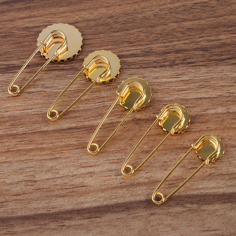 200 Scallop Edge Bezel Cup Safe Brooch Pin Antique Bronze 14mm 16mm 18mm 20mm 25mm Round Cabochon Blank Base Gemstone Piece Setting