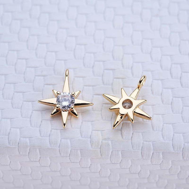 Pendentif à breloque 20 étoiles orné de strass 14K GF