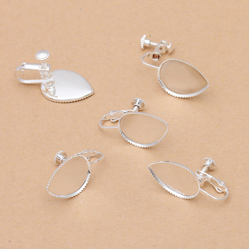 100 Ohrstecker mit gezackter Kante und Lünette, ohne Piercing, 18 kg, 13 x 18 mm, Wassertropfen-Cabochon, leere Basis, Edelsteinfassung