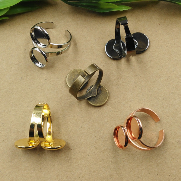 20 bague de cercle ouvert de tasse de lunette 18KGP 10mm 12mm Double cabochon rond Base vierge réglage de pierres précieuses