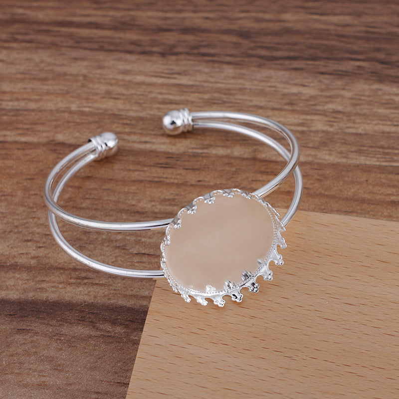 5 Kronenrand-Bezel-Cup, zweireihiger, zu öffnender Kreis-Armreif, 18 kg, 25 mm, runder Cabochon-Rohling, Edelstein-Fassung