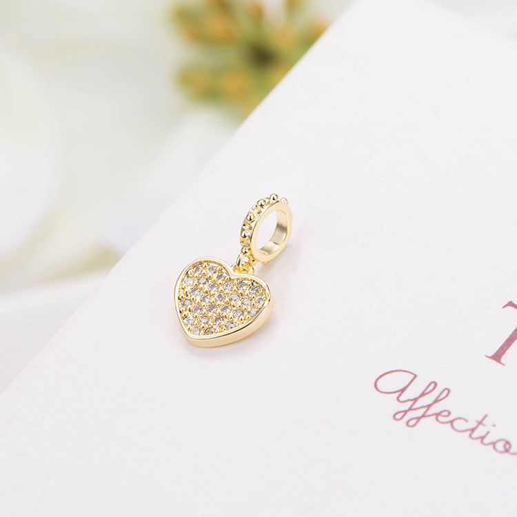 Pendentif à breloque 2 cœurs orné de strass 14K GF