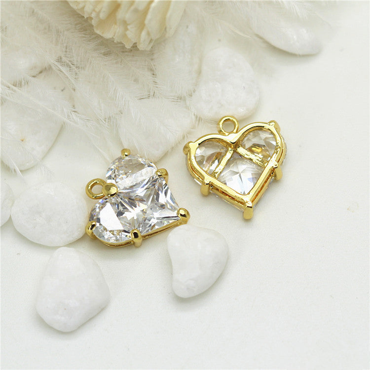 Pendentif à breloque 2 cœurs orné de strass 14K GF