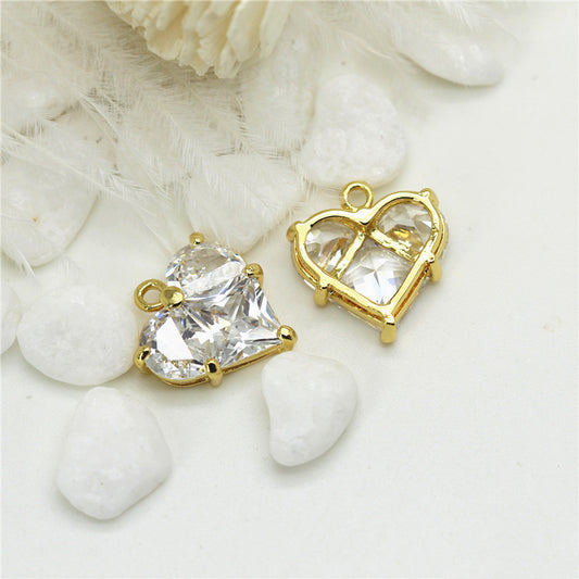 Pendentif à breloque 2 cœurs orné de strass 14K GF