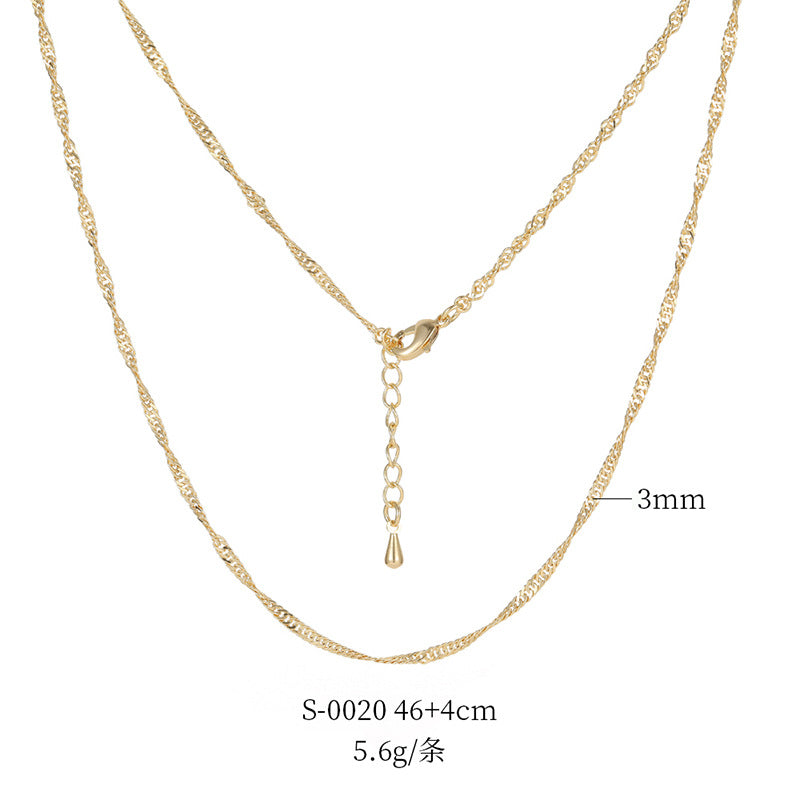 2 Cable Box Singapore Beaded Chain Necklace with Extender 14K GF Choker