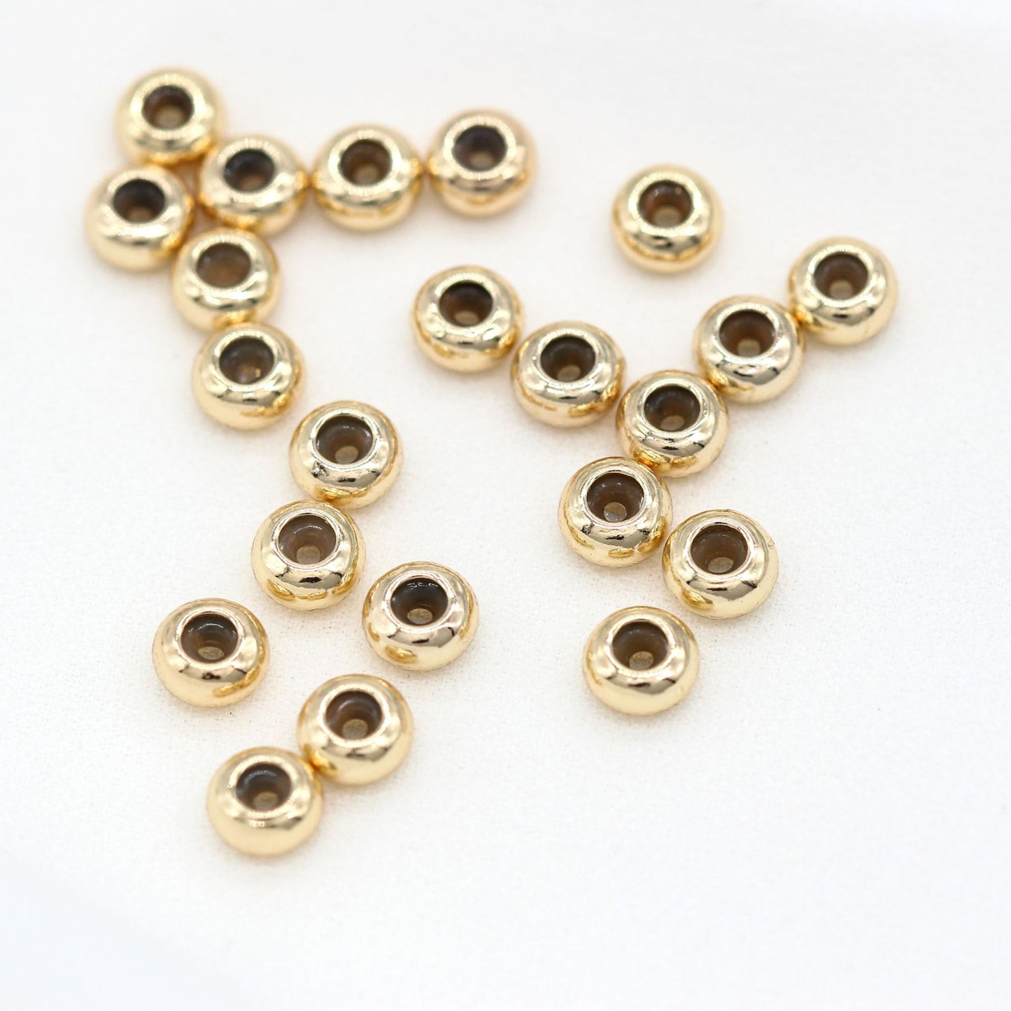 50 perles de positionnement rondes, breloques en Silicone 14K GF, entretoise de perles