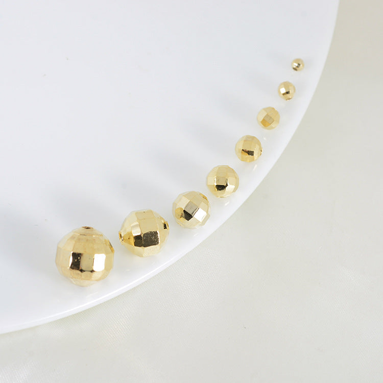 Bulk 100 Tiny Faceted Round Bead Piece 14K GF Copper Charm Beadwork Spacer