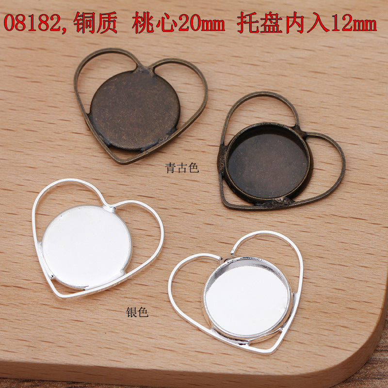 200 Eye Triangle Waterdrop Heart Star Floral Square Charm Pendant 18KGP 10mm 12mm 14mm Round Cabochon Blank Base Gemstone Piece Setting